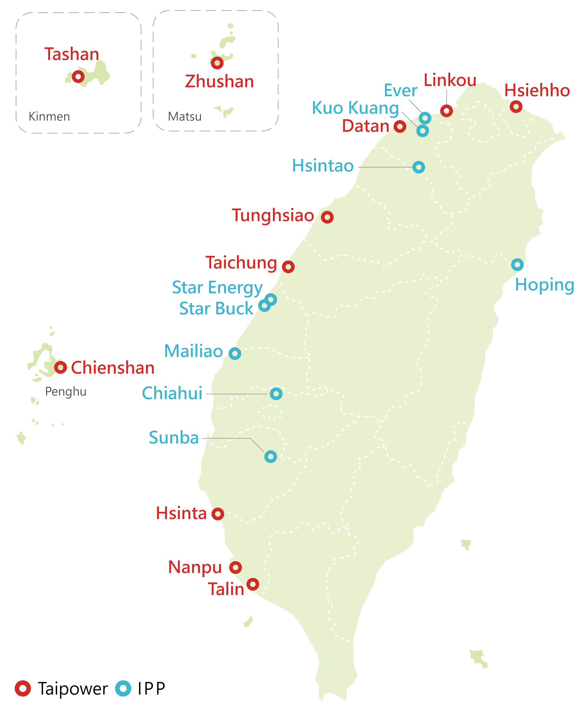 Map of thermal power plant locations