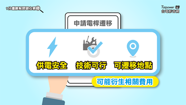 申請電桿遷移須確認供電安全、技術可行及可遷移地點